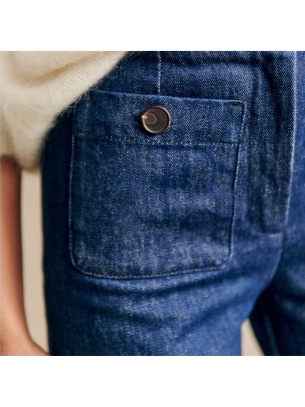 Sezane Deep Blue Wide-Leg Denim Trousers - Picture 5 of 11